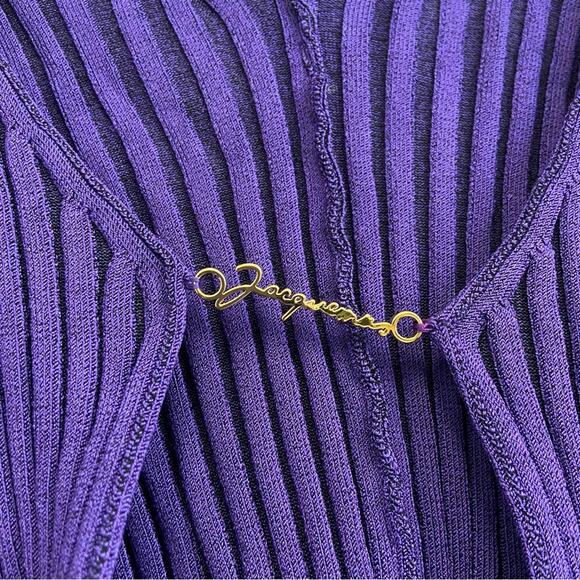 New Jacquemus La Maille Pralu Rib Cardigan Sweater Top in Purple Size 40/8-10 - Picture 7 of 16